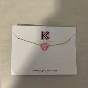 KK Bloom golden necklace with pink heart